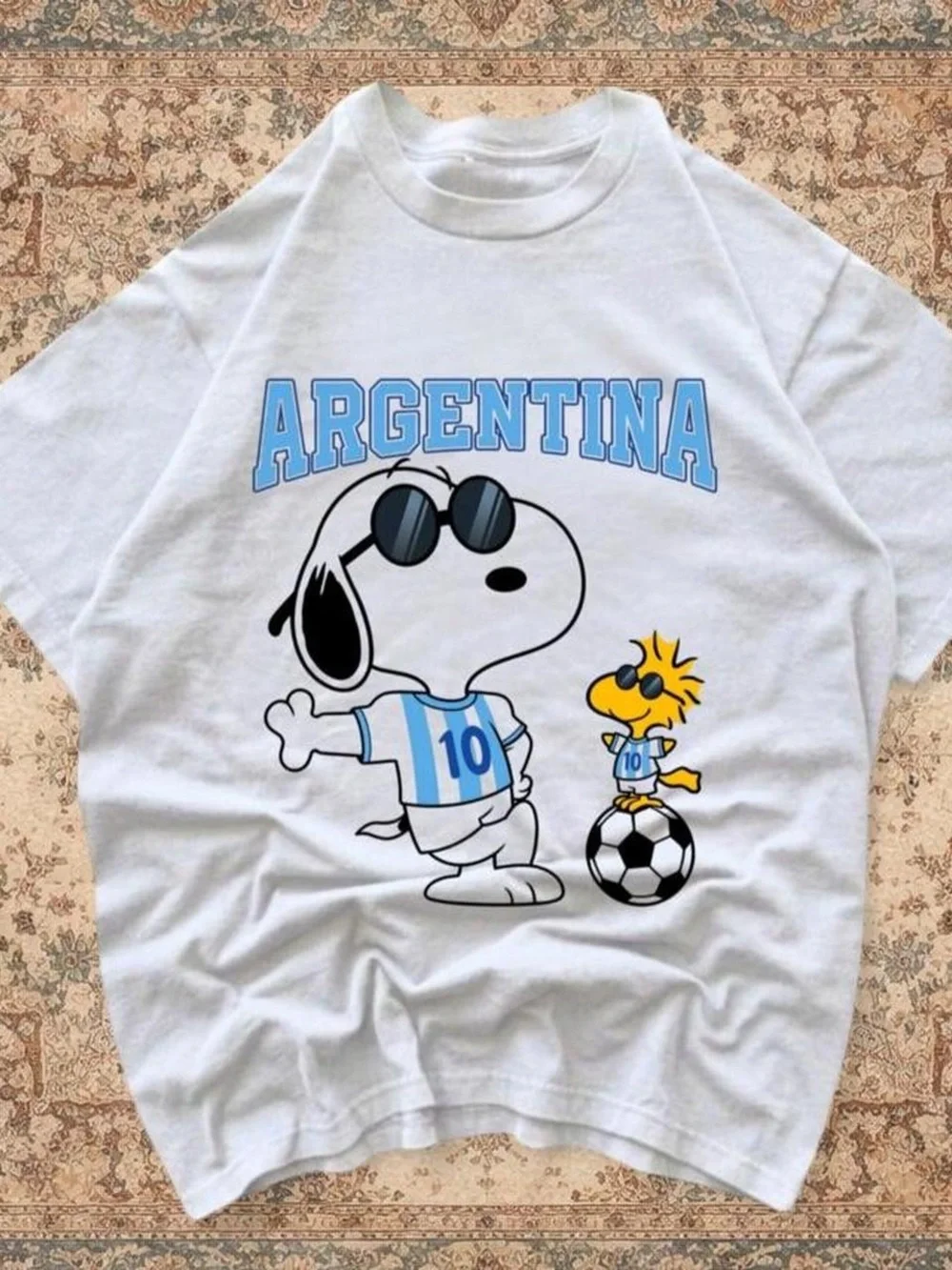 Snoopy Argentina 10 Messi Soccer Football Fan Graphic Women Men T-shirt Unisex